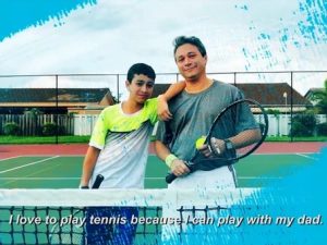 I love to play tennis because I can play with my dad.